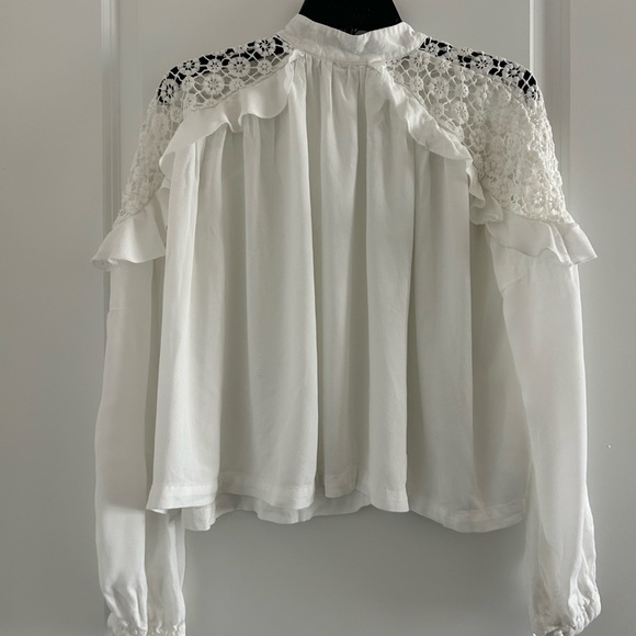 FREE PEOPLE • White Laced Flowy Blouse • M/L - Picture 3 of 7